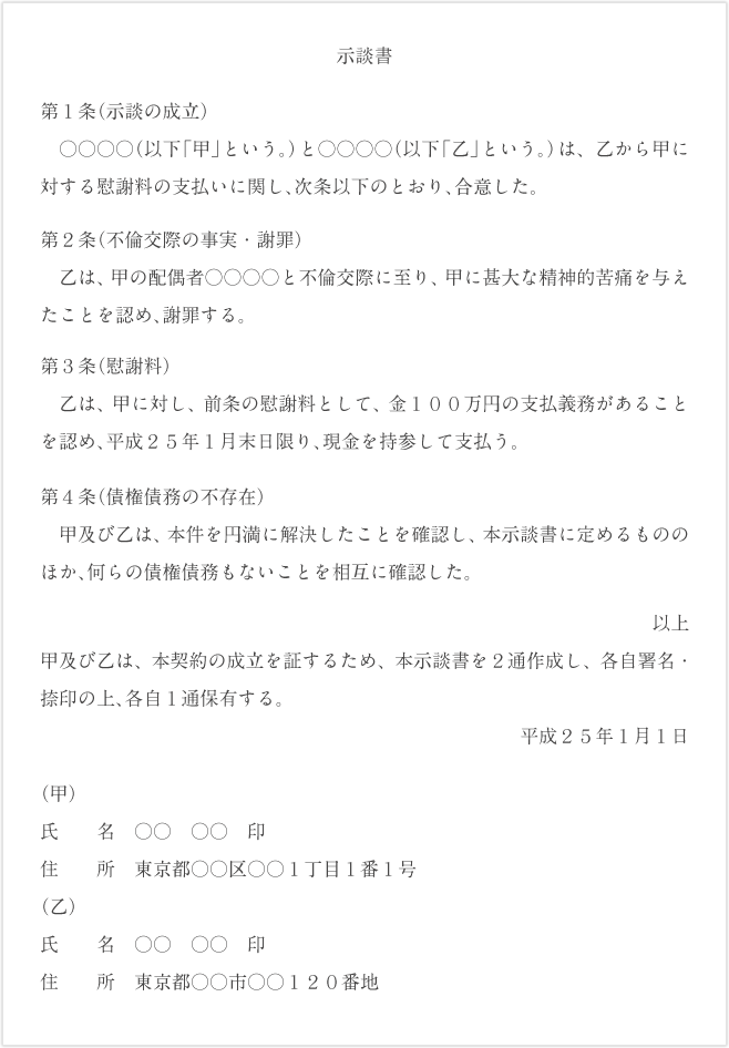 示談書サンプル